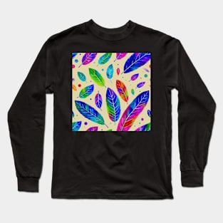 Feathers Pattern Watercolor Painting Long Sleeve T-Shirt